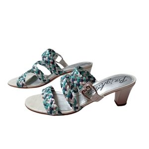 BRIGHTON • 8.5 TRESS heels woven braided multi-color sandals Summer vacation